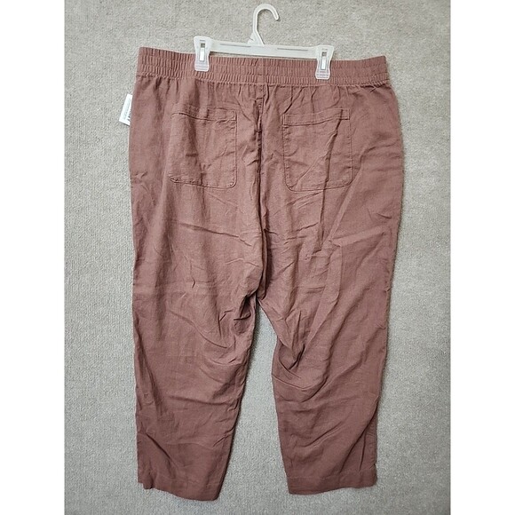 Old Navy Linen-Blend Straight Ankle Pants Women XXL Warm Taupe Beach VacationNEW - Picture 6 of 10